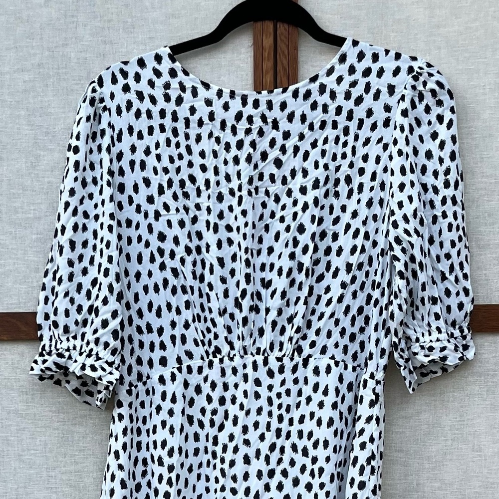 Nobody’s Child White Smudge Spot Print Selena Polka Dot Midi Dress - 12 - Picture 9 of 15